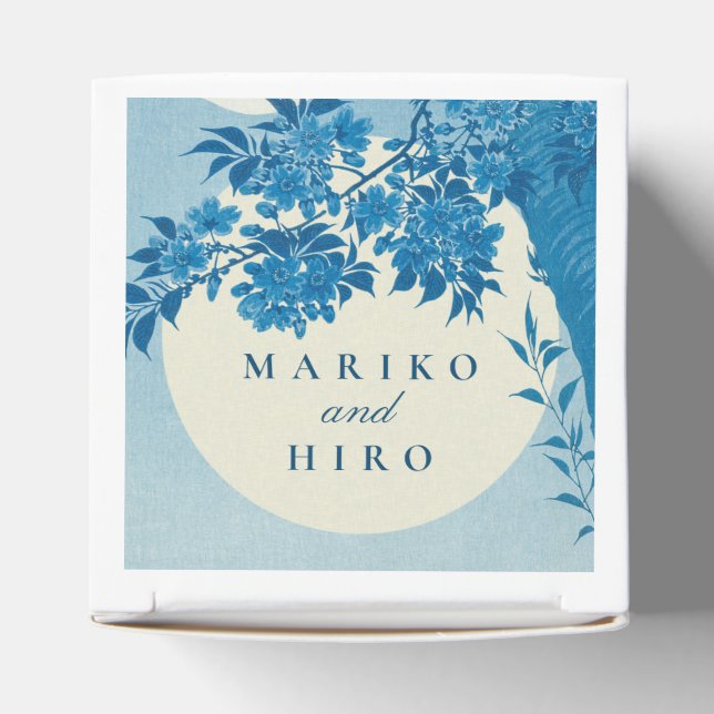 Antique Japanese Blue Cherry Blossom Favour Box (Top)