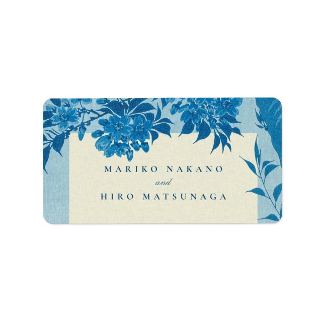 Antique Japanese Blue Cherry Blossom Label (Front)