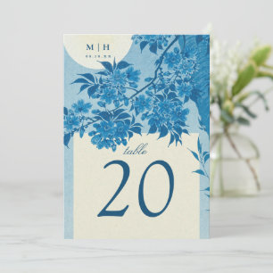 Antique Japanese Blue Cherry Blossom Wedding Invitation