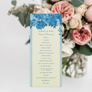 Antique Japanese Blue Cherry Blossom Wedding Programme