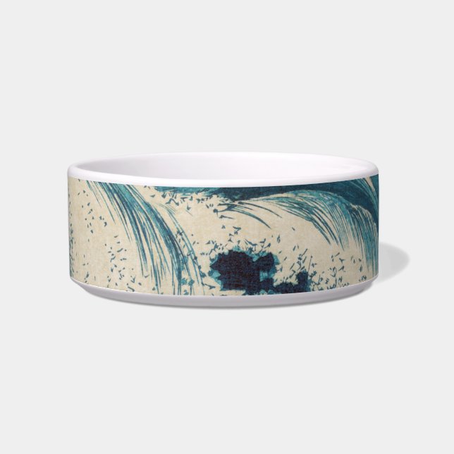 Antique Japanese Blue Waves Ocean Print Bowl (Front)
