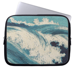 Antique Japanese Blue Waves Ocean Print Laptop Sleeve
