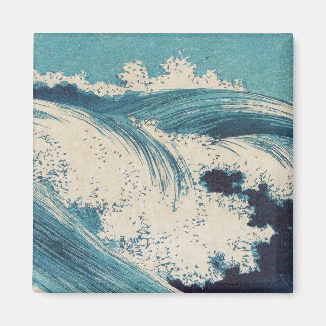 Antique Japanese Blue Waves Ocean Print Magnet (Front)