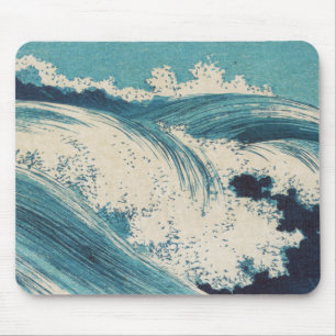 Antique Japanese Blue Waves Ocean Print Mouse Mat