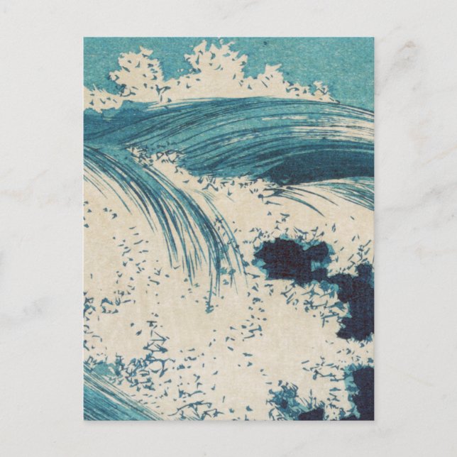Antique Japanese Blue Waves Ocean Print Postcard (Front)