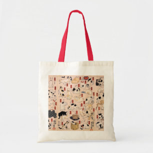 Antique Japanese Design Cats Tote