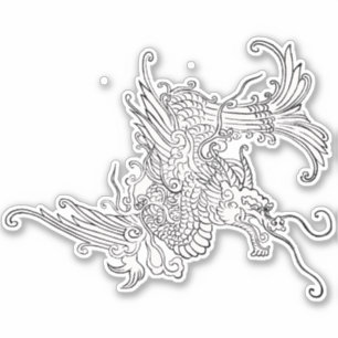 Antique Japanese Dragon Black and White