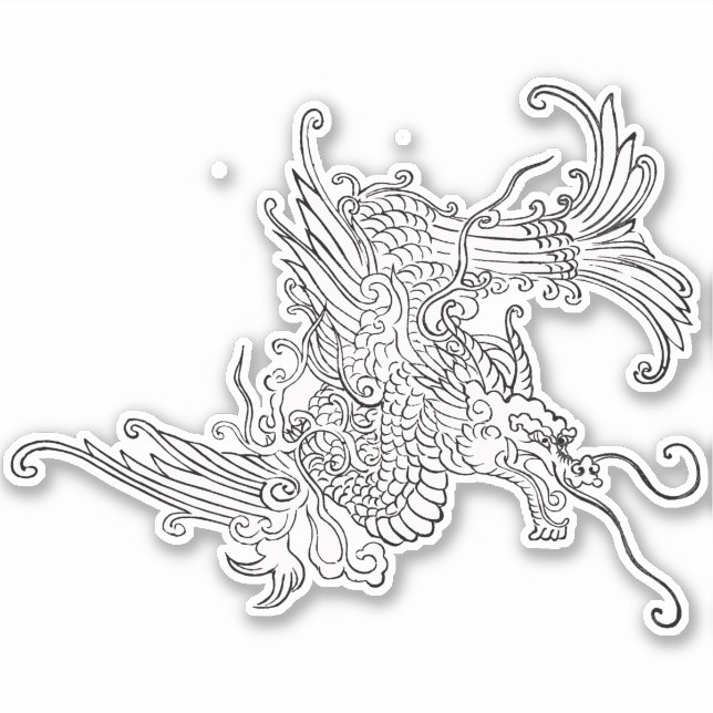 Antique Japanese Dragon Black and White (Front)