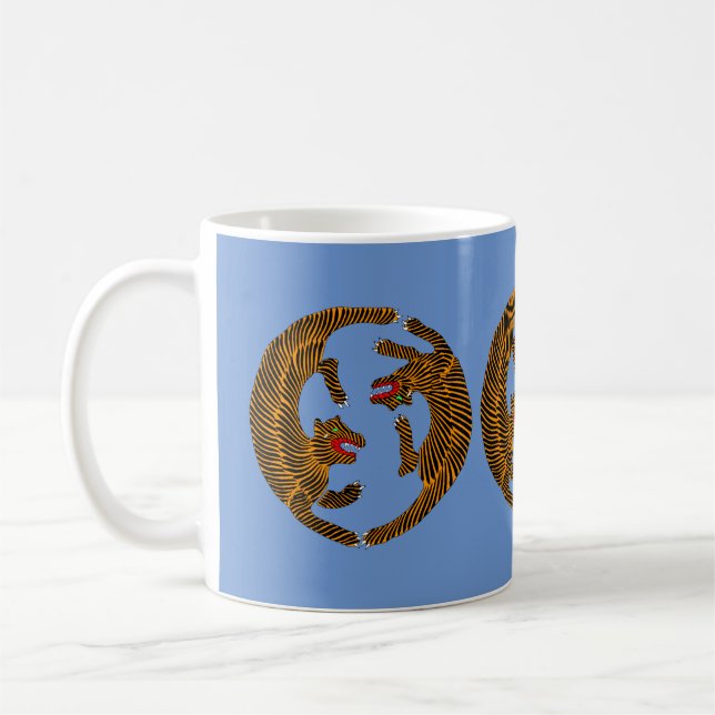 Antique Japanese Folk Art Tigers Coffee Mug (Left)