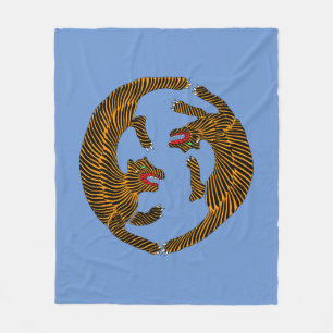 Antique Japanese Folk Art Tigers Fleece Blanket