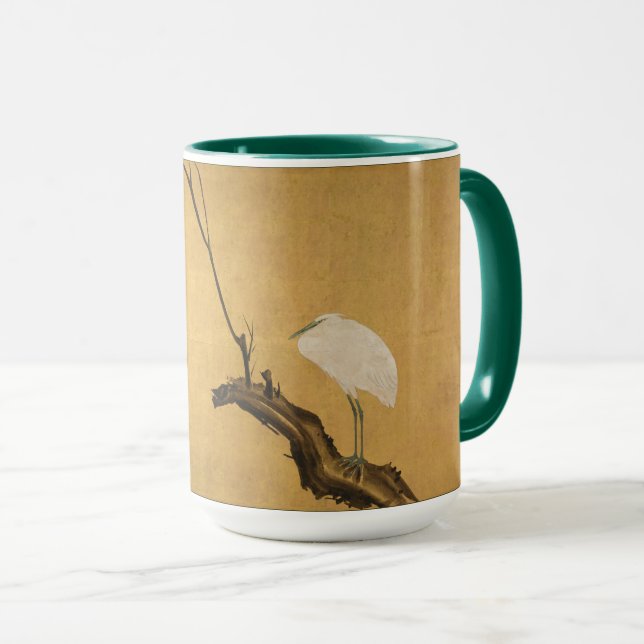 Antique Japanese Heron on a Willow Branch Print Mug (Front Right)