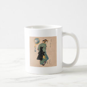 Antique Japanese Kimono Woman Ukiyo-e Woodblock Coffee Mug