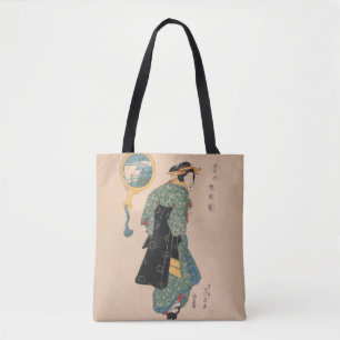 Antique Japanese Kimono Woman Ukiyo-e Woodblock Tote Bag