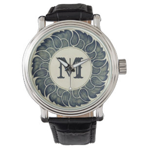 Antique Japanese leaf Ink Art Monogram Watch