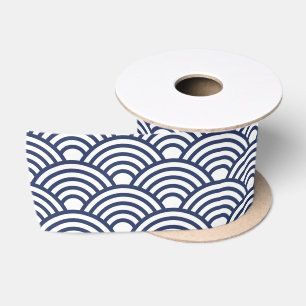 Antique Japanese Seigaiha Waves Satin Ribbon