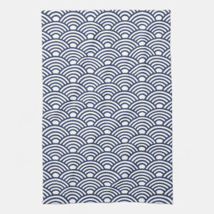 Antique Japanese Seigaiha Waves Tea Towel