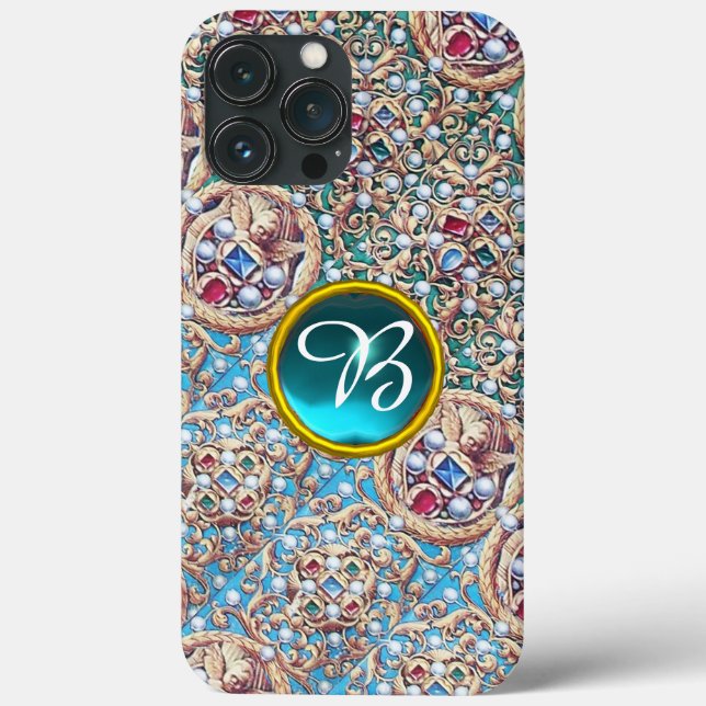ANTIQUE JEWELS,GEMSTONES,PEARLS,ANGELS MONOGRAM Case-Mate iPhone CASE (Back)