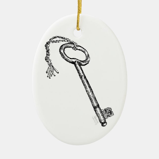 Antique Key Ceramic Tree Decoration (Front)
