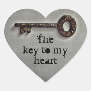 Antique key heart sticker