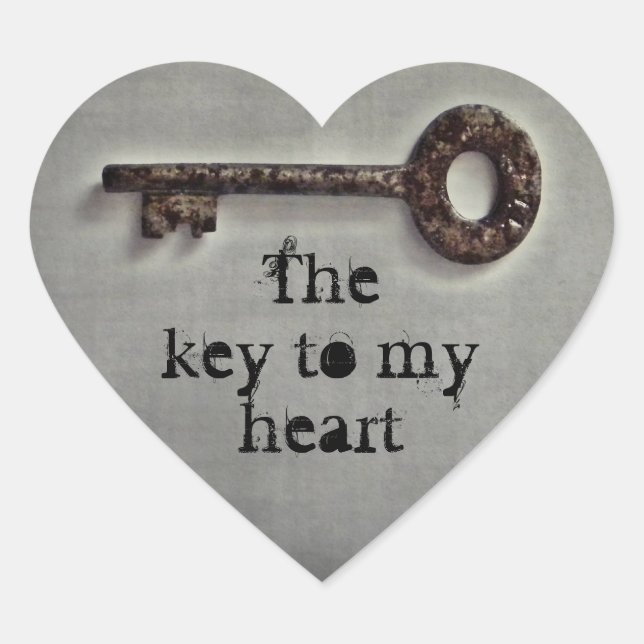 Antique key heart sticker (Front)