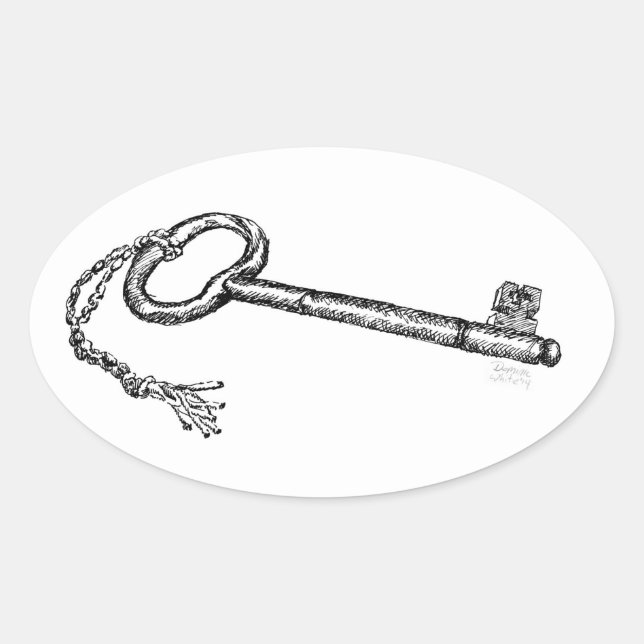 Antique Key Oval Sticker (Front)
