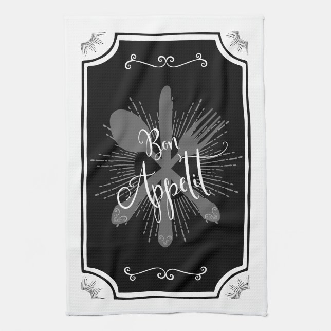 Antique Kitchen Sign – Bon Appetit Tea Towel (Vertical)