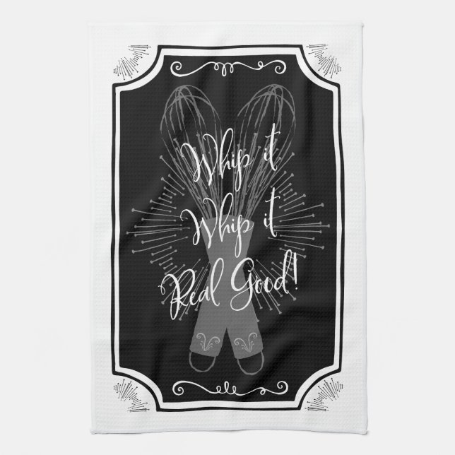 Antique Kitchen Sign – Whip it Whip it Real Good Tea Towel (Vertical)