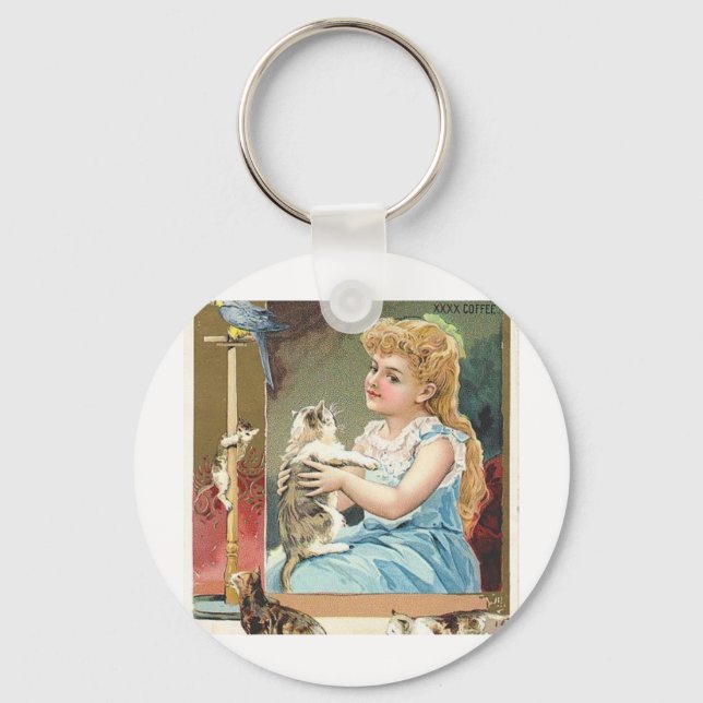 antique kitten key ring (Front)