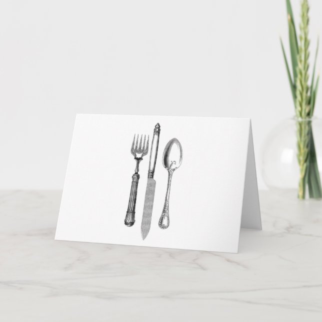 Antique knife fork and spoon combo Decoration Card (Front)