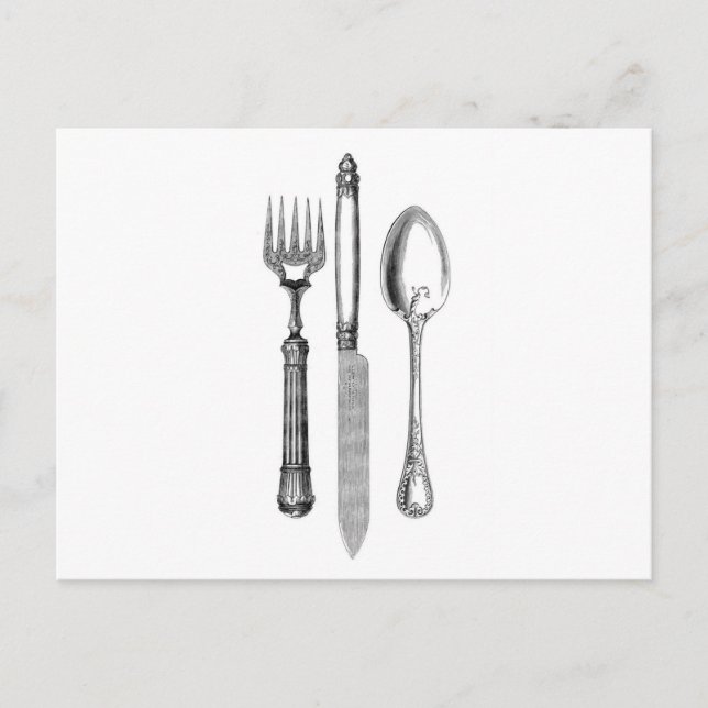 Antique knife fork and spoon combo Decoration Postcard (Front)