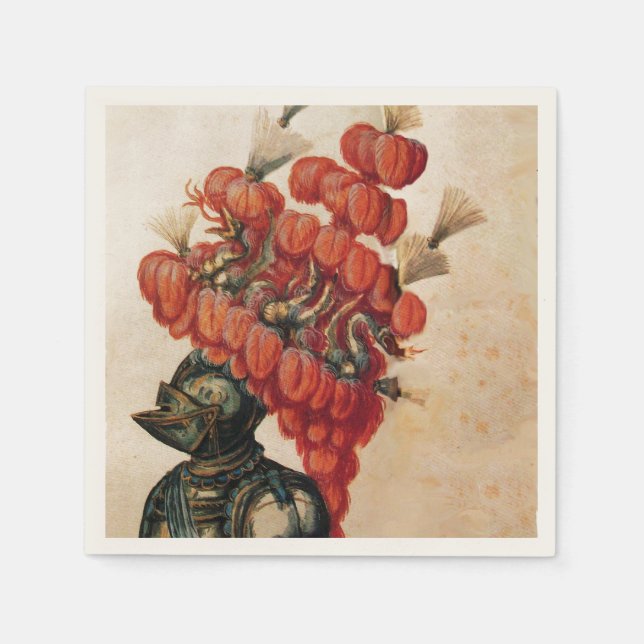 ANTIQUE KNIGHT HELMET ,DRAGONS NAPKIN (Front)