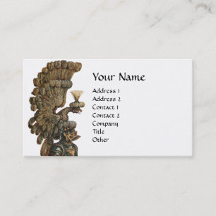 ANTIQUE KNIGHT HELMET WITH EAGLE WINGS MONOGRAM BUSINESS CARD