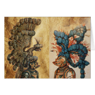 ANTIQUE KNIGHT HELMETS WITH EAGLE AND FEATHERS