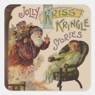 Antique Kris Kringle Sanga Claus Square Sticker