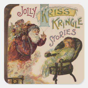 Antique Kris Kringle Sanga Claus Square Sticker