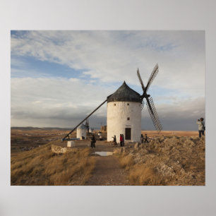 Antique La Mancha windmills, with visitors Poster