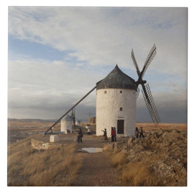 Antique La Mancha windmills, with visitors Tile (Front)