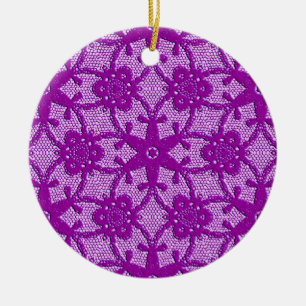 Antique lace - amethyst purple ceramic tree decoration