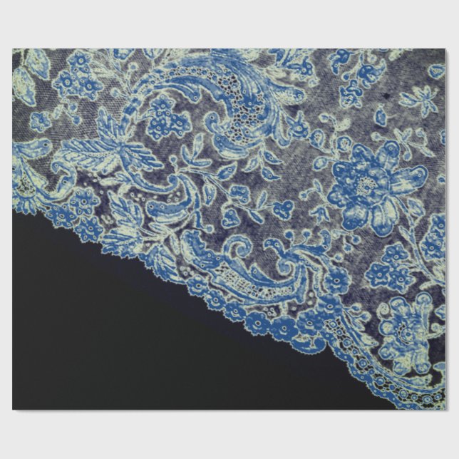 ANTIQUE LACE BLACK AND BLUE GIFT Wrapping Paper (Flat)