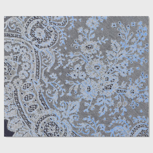 ANTIQUE LACE BLACK AND BLUE GIFT WRAPPING PAPER (Flat)