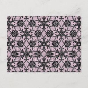 Antique lace - black and ice pink postcard