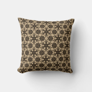 Antique lace - black and peach cushion