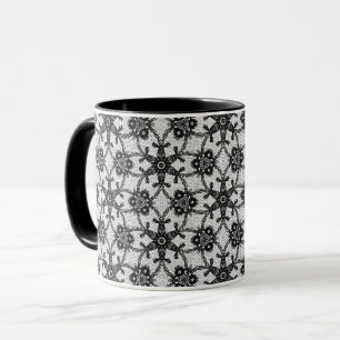 Antique lace - black and white mug