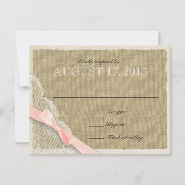 Antique Lace Blush Bow Country Response Card (Front)