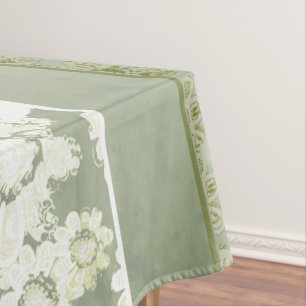 Antique Lace-like White San Telmo Floral Tablecloth