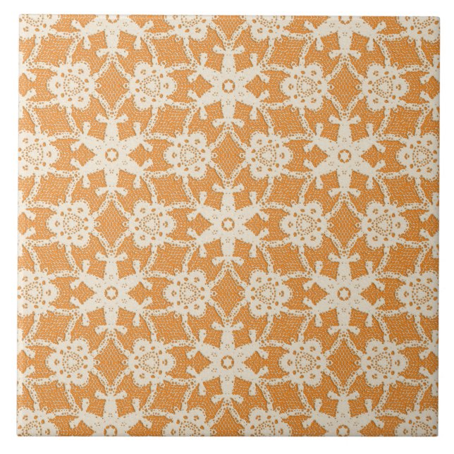 Antique lace - orange and cream tile (Front)