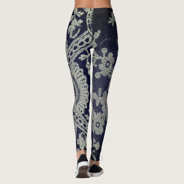 ANTIQUE LACE PATTERN LEGGINGS BLUE AND GRAY (Back)