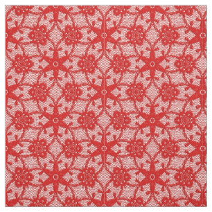 Antique lace print - deep red and white fabric