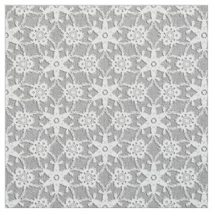 Antique lace print - white and silver grey fabric