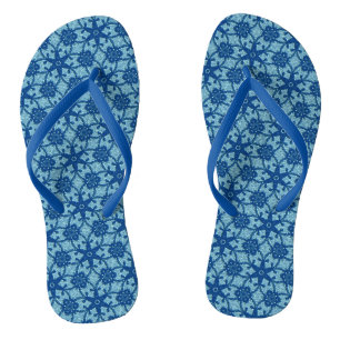 Antique lace - sapphire and pale blue flip flops